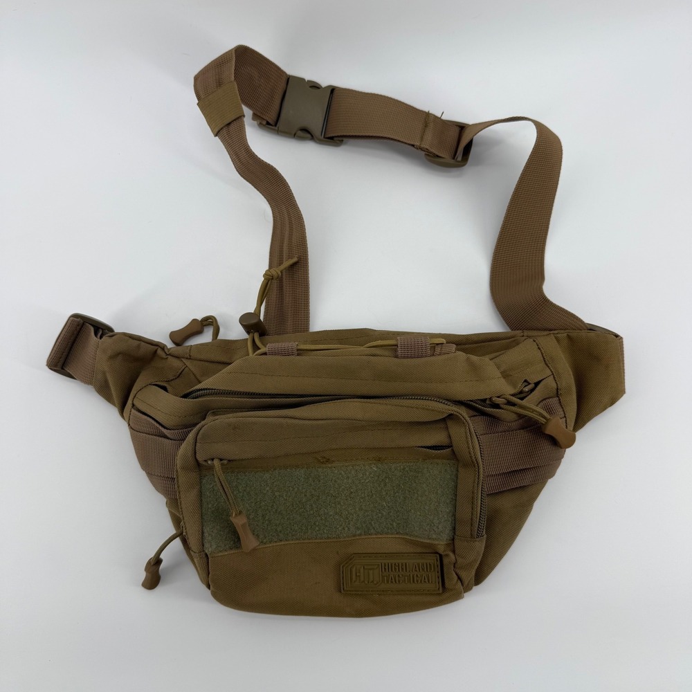 Highland Tactical Web Molle CCW EDC Crossbody Waist Fanny Pack Coyote Tan